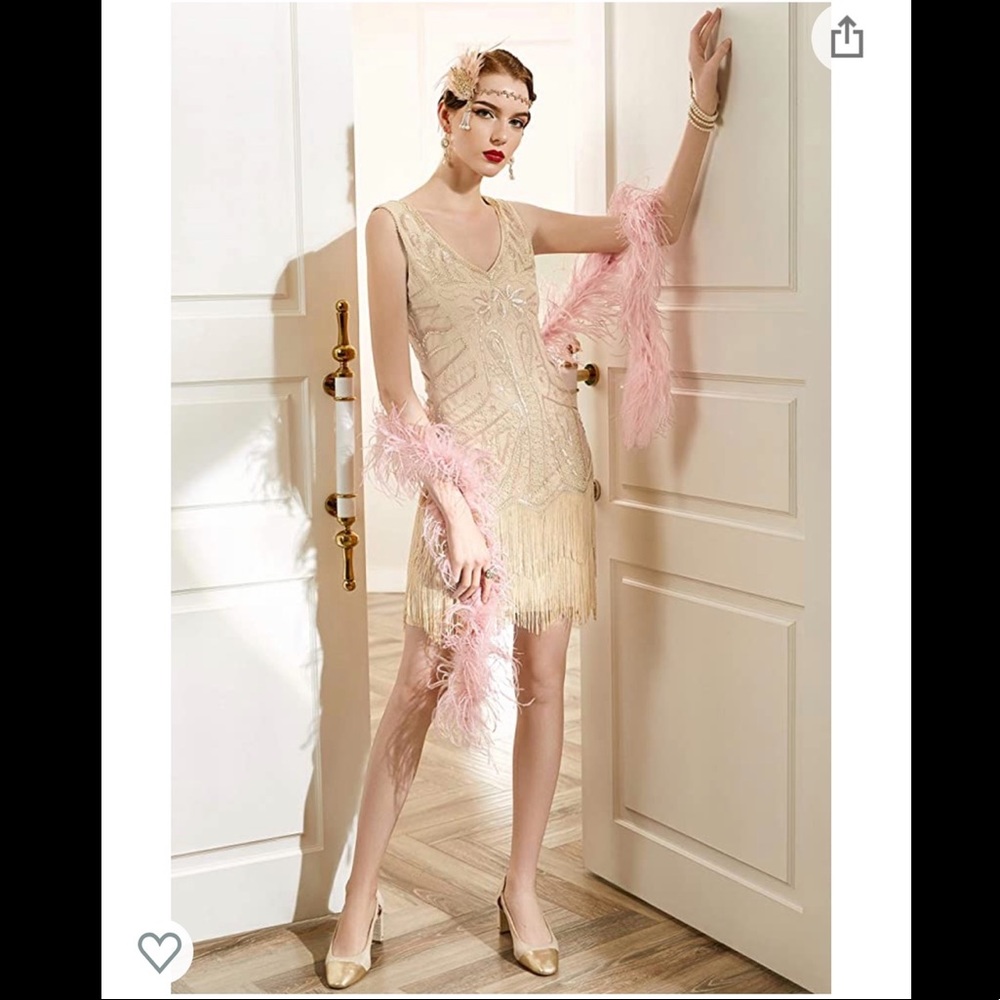 1920’s Inspired Great Gatsby Flapper Dress Blush